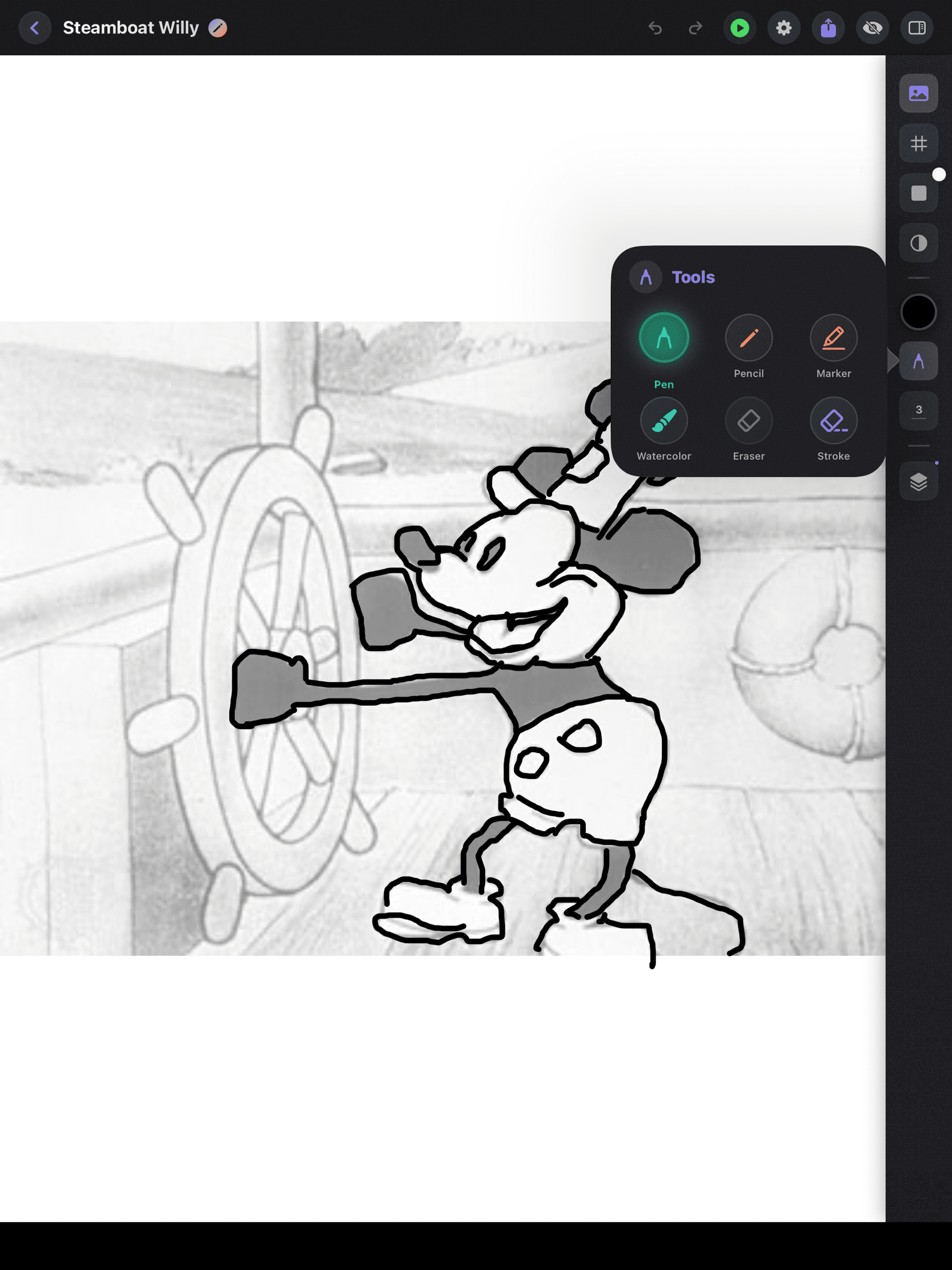 Phantrace canvas with drawing tools
